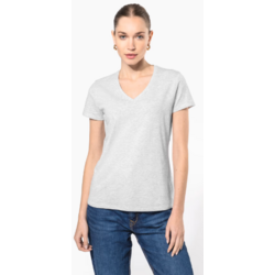 T-SHIRT COL V MANCHES COURTES FEMME